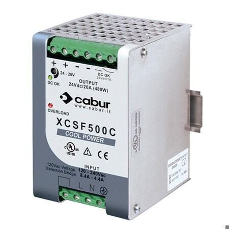 Automation Systems Interconnect Power Supply, 120V/240V AC, 24V DC, 500W, 20A, DIN Rail XCSF500C